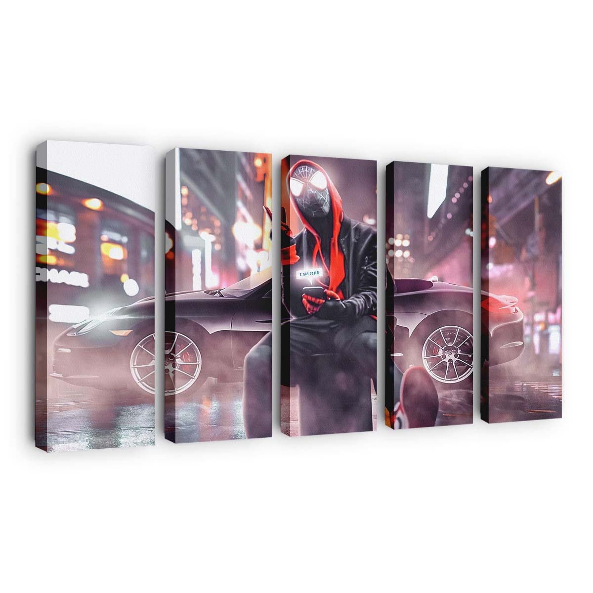 Spider Man chillt in der Stadt Leinwandbild - Wanddeko