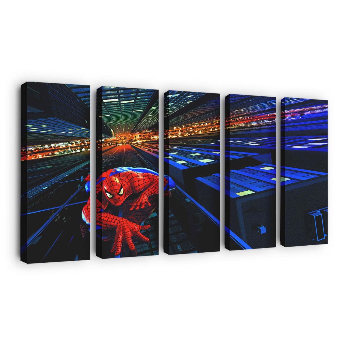 Spider Man beim Klettern auf Gebäude Digitalkunst Leinwandbild - Wanddeko