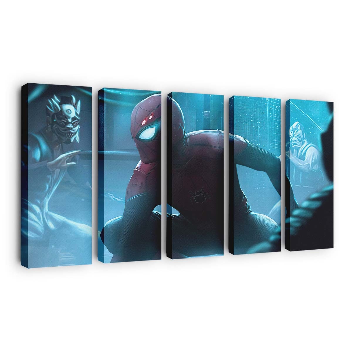 Spider Man Neon Glowing World Leinwandbild - Wanddeko