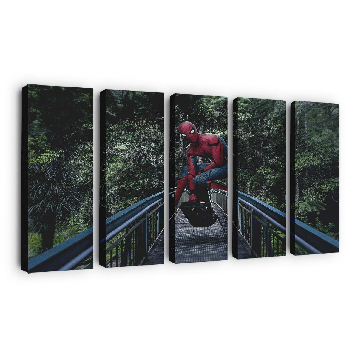 Spider Man auf der Brücke Leinwandbild - Wanddeko