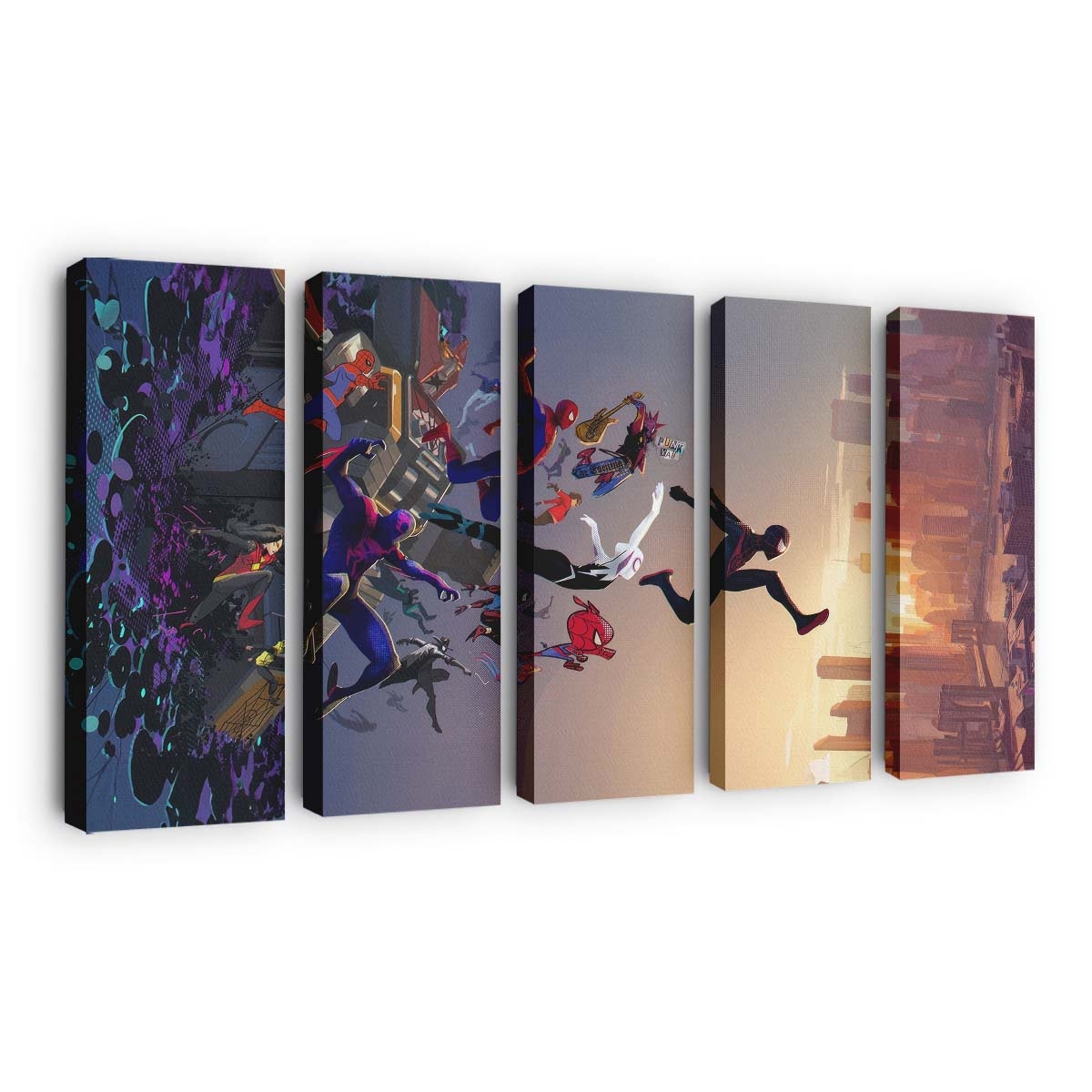 Swinging Through Dimensions Spider Man Across The Spider Verse Leinwandbild - Wanddeko