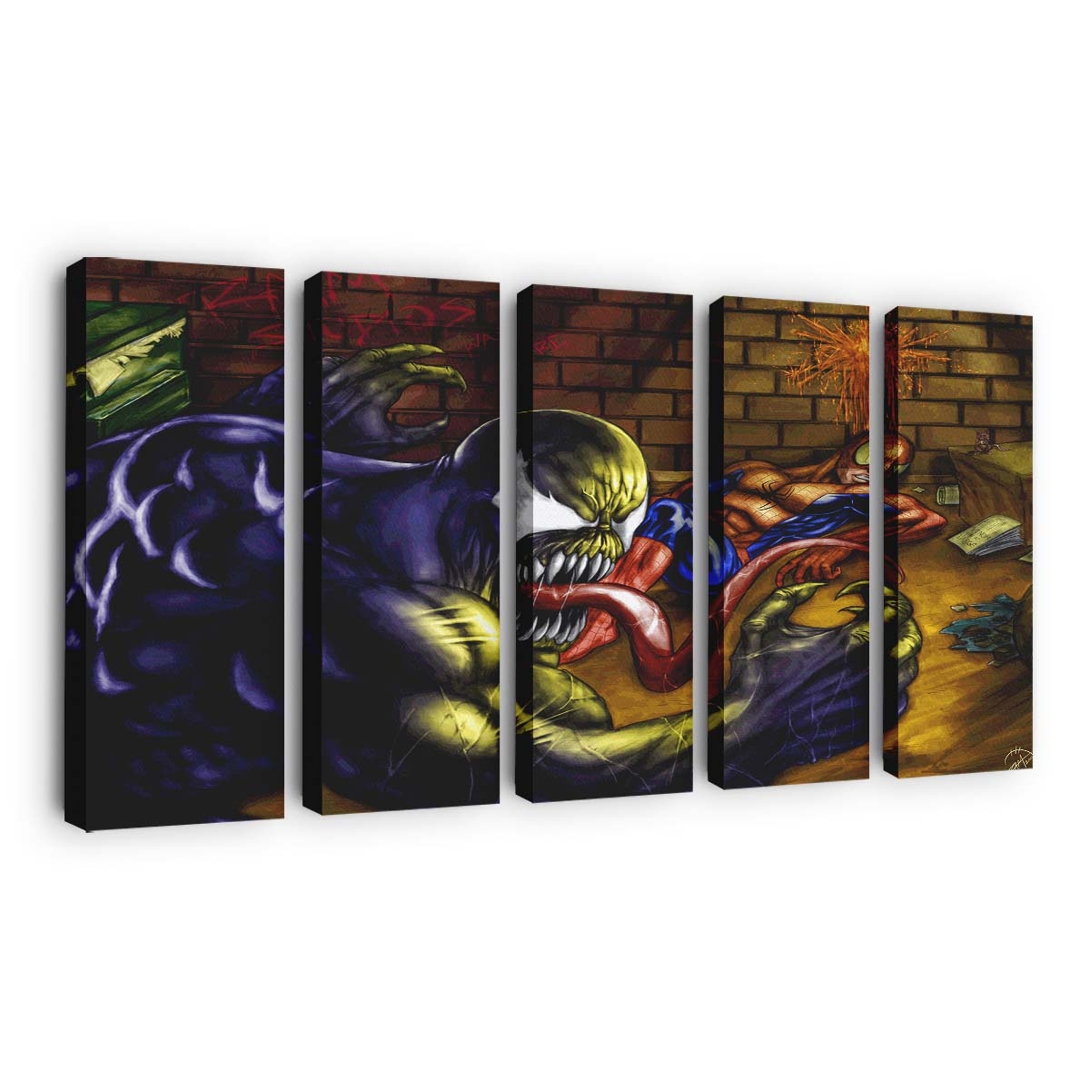 Venom gegen Spider Man Leinwandbild - Wanddeko