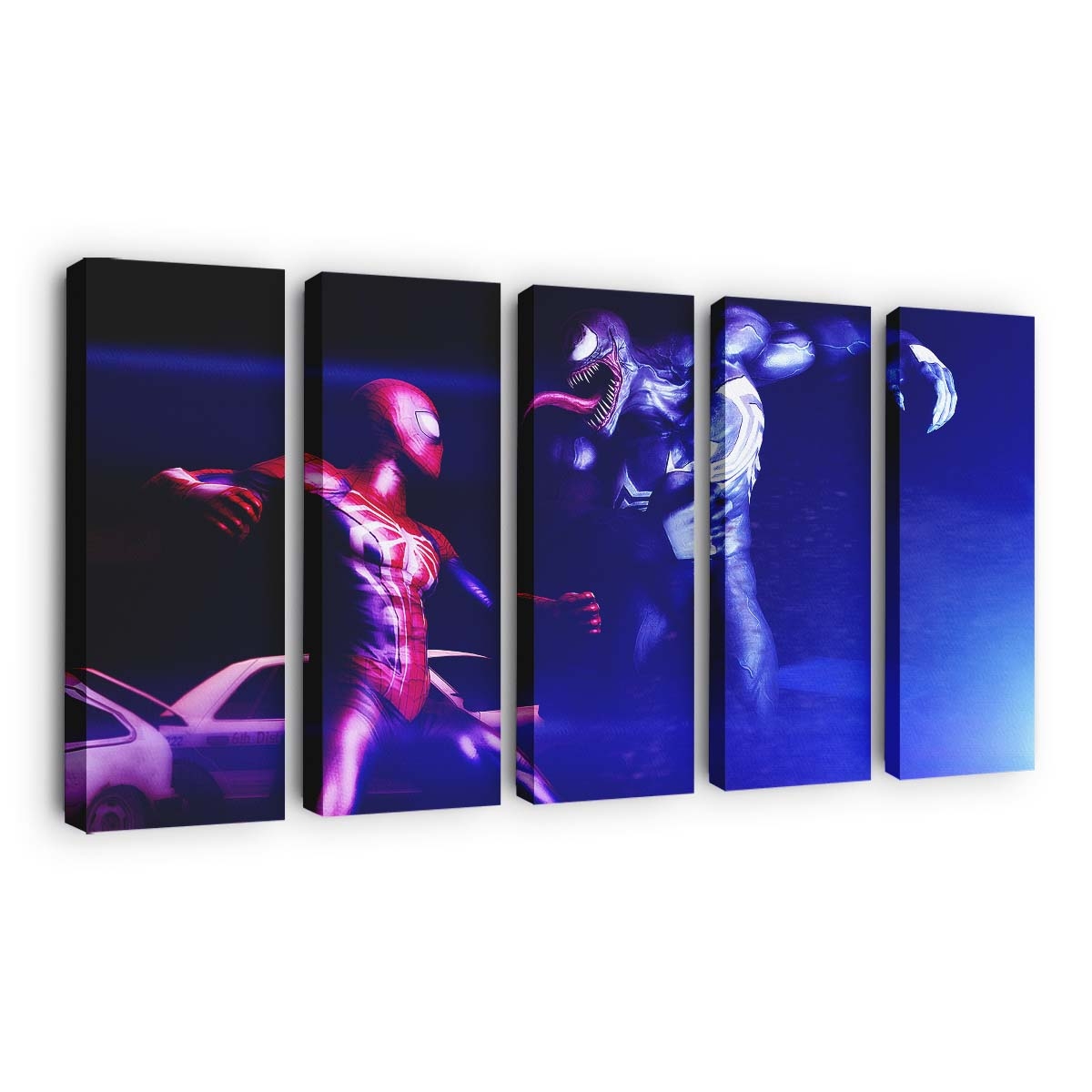 Venom gegen Spider Man 4 Leinwandbild - Wanddeko