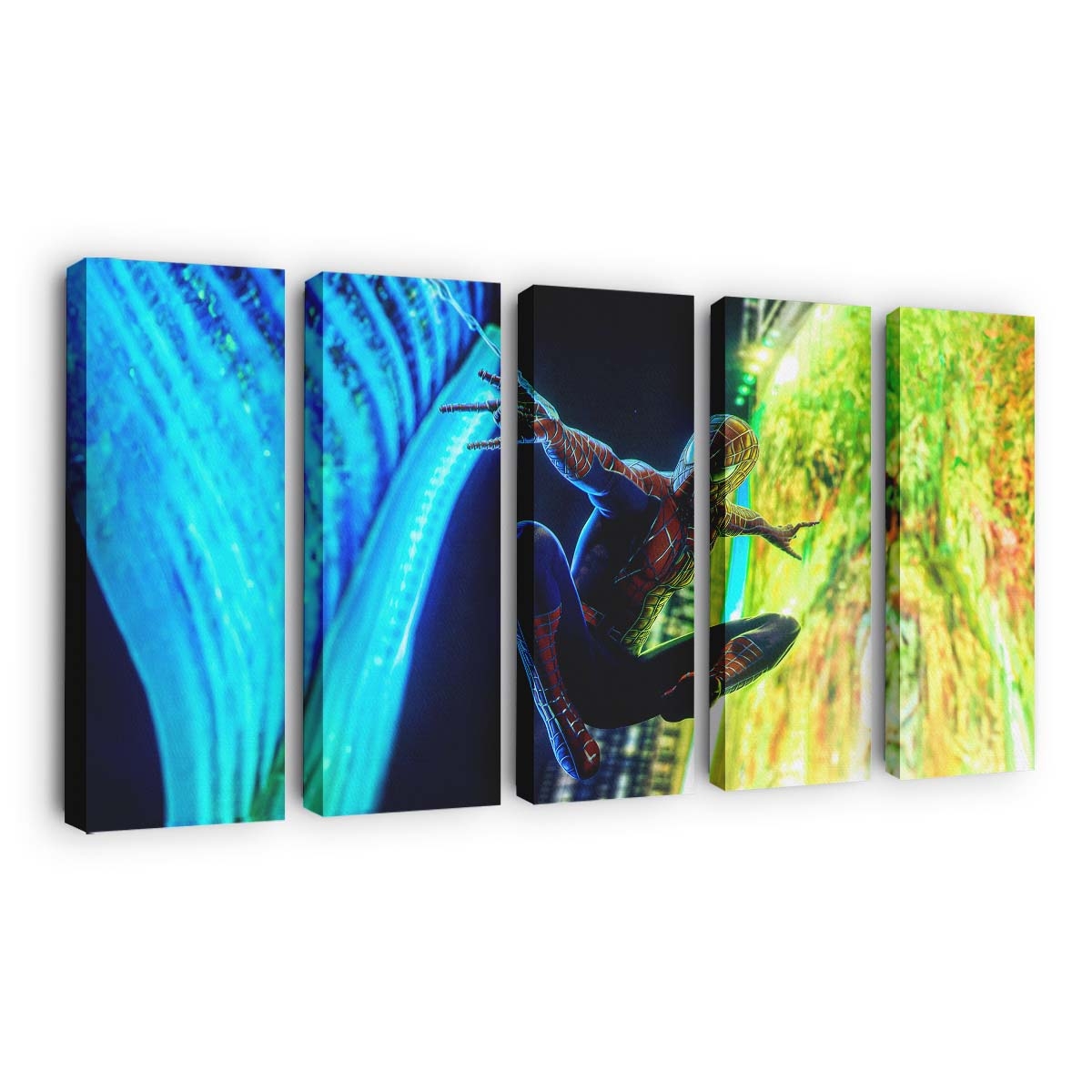 Web Slinging Hero Spider Man In Action Leinwandbild - Wanddeko