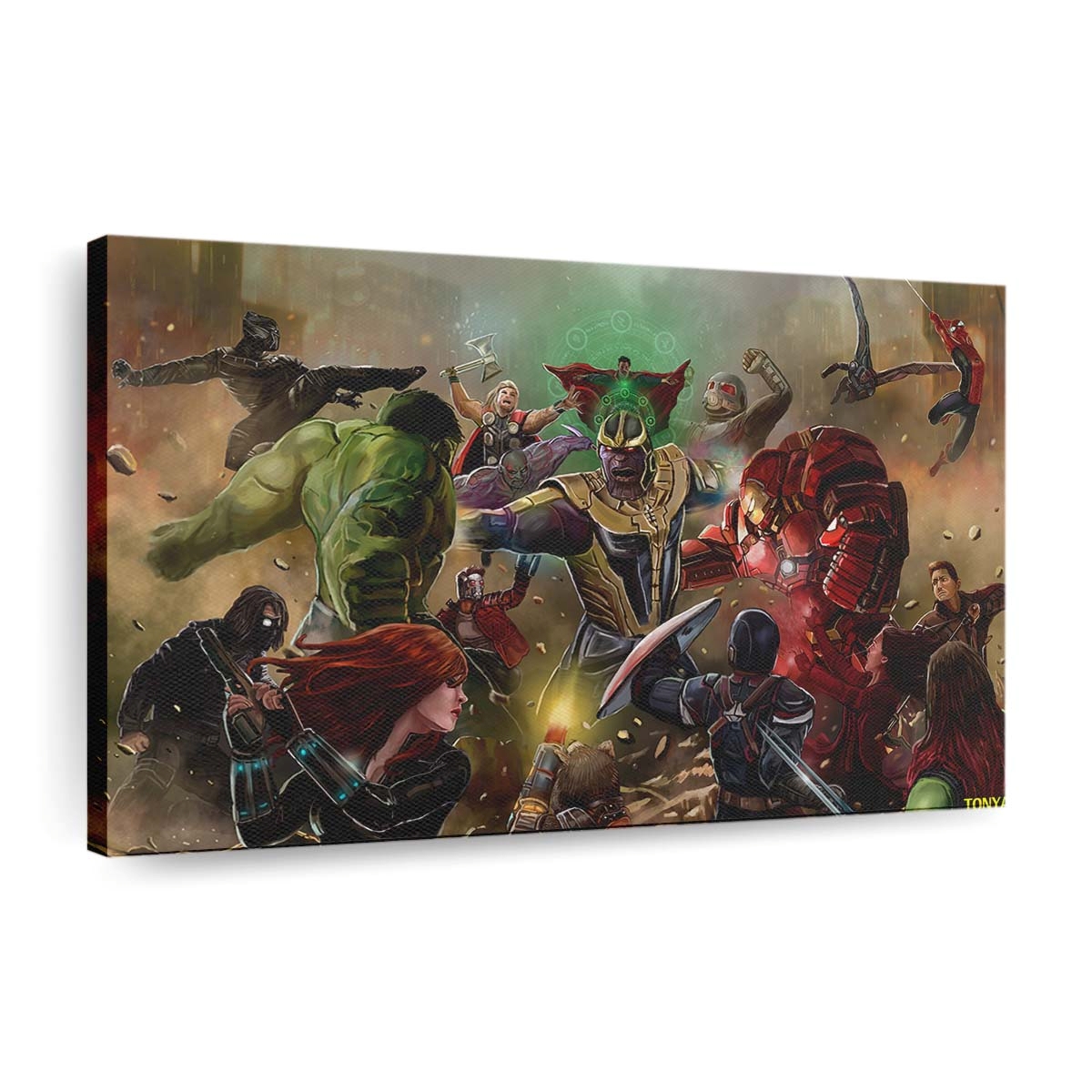 Thanos Beating All The Avengers In Avengers Infinity War Artwork Leinwandbild - Wanddeko