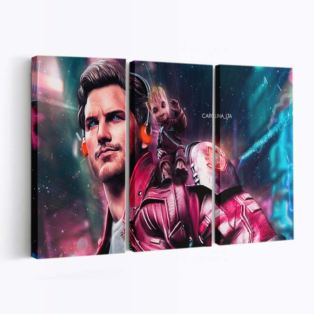 Star Lord And Baby Groot Leinwandbild - Wanddeko