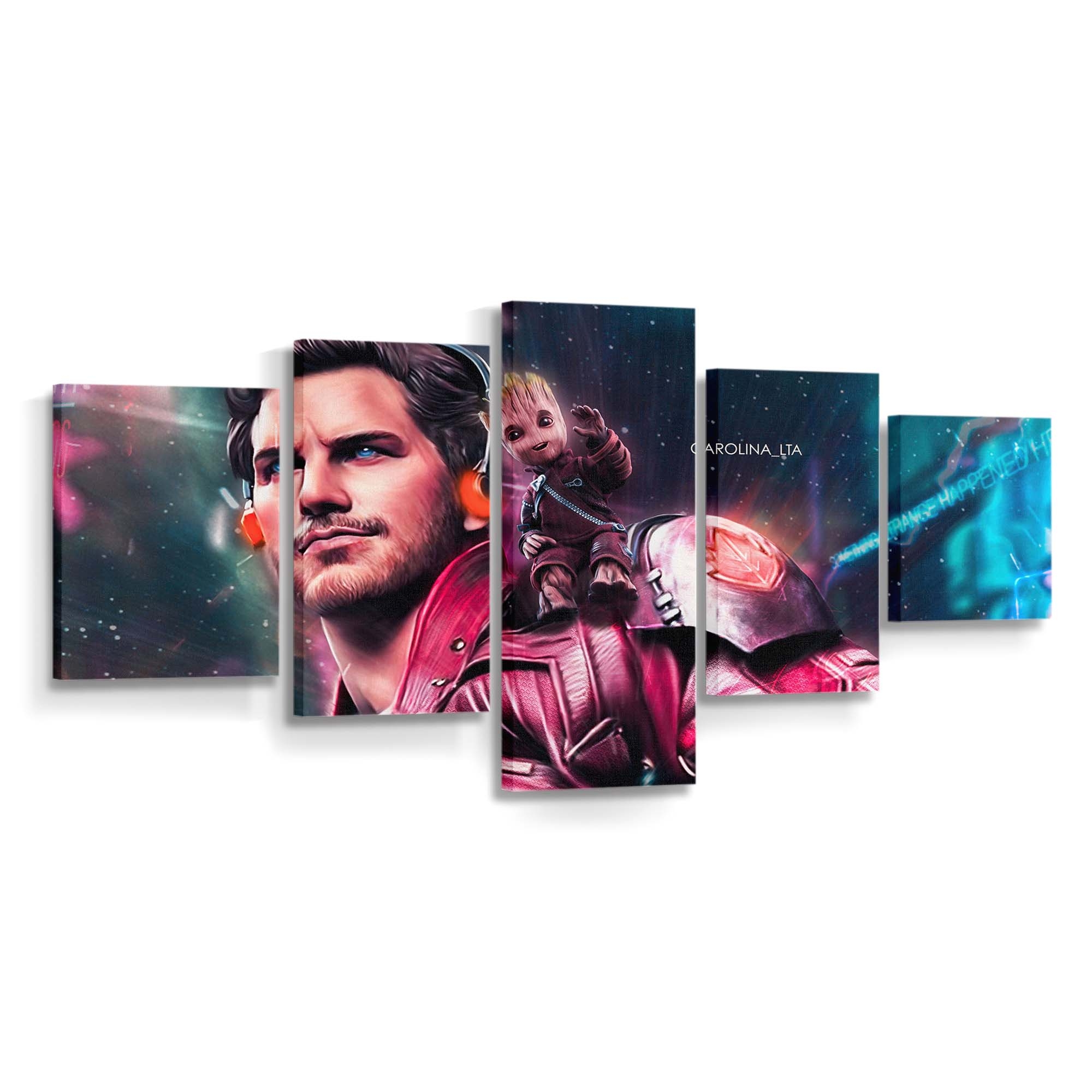 Star Lord And Baby Groot Leinwandbild - Wanddeko Star-Lord Leinwandbild