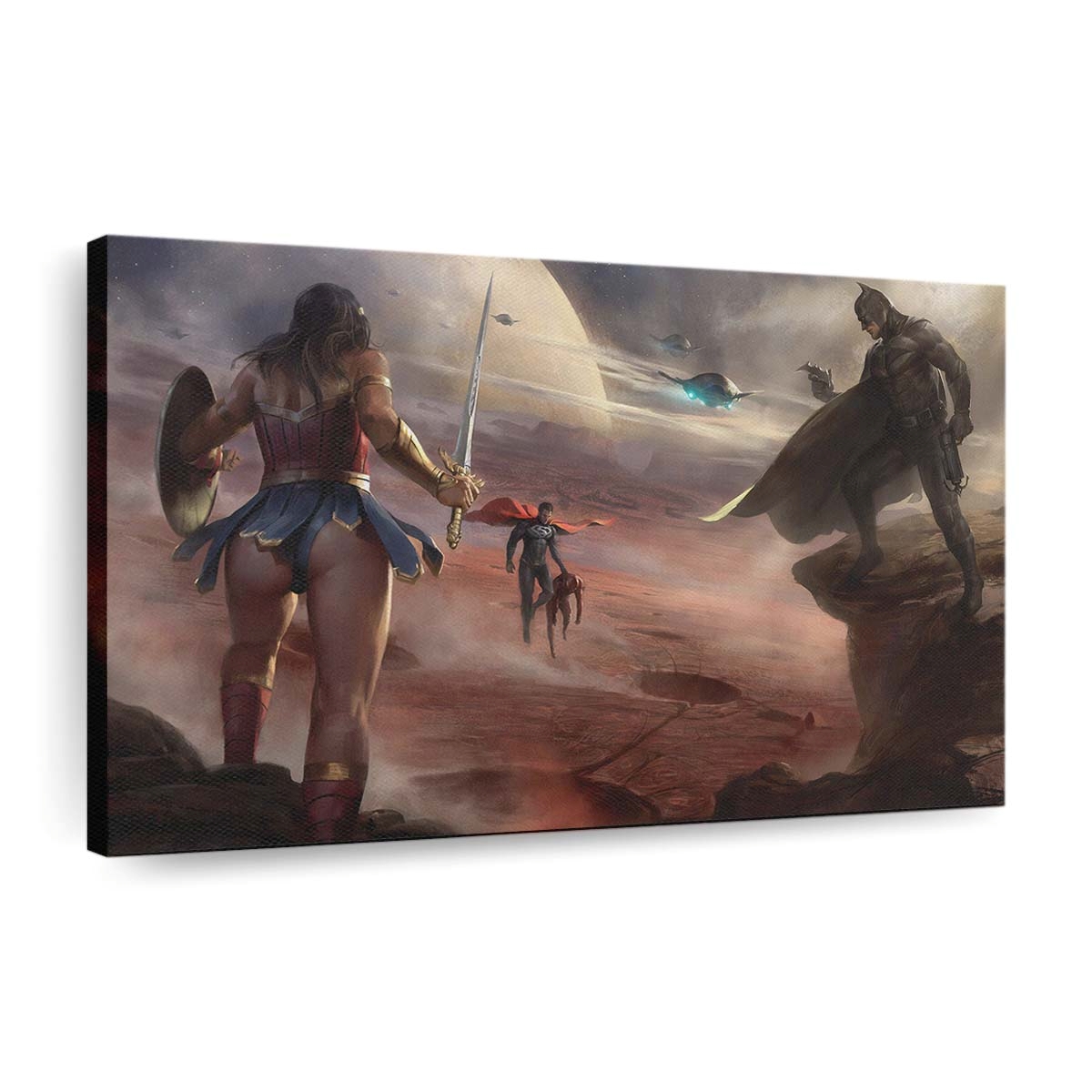 Diana And Bruce Saving Flash From Superman Leinwandbilder | Wanddeko