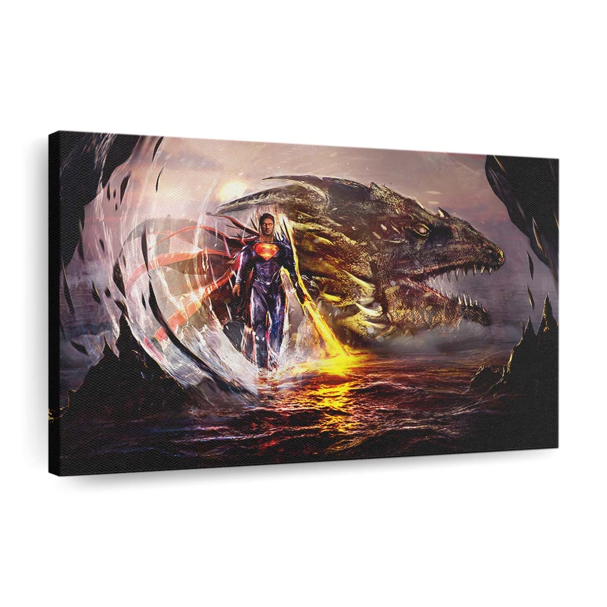 Superman Man Of Steel With Dragon Artwork Leinwandbilder | Wanddeko