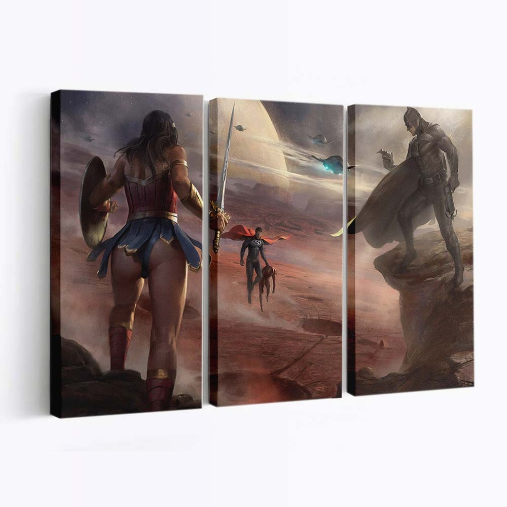 Diana And Bruce Saving Flash From Superman Leinwandbilder | Wanddeko