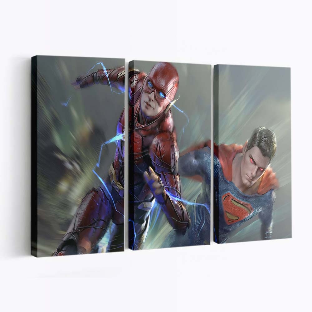 Flash And Superman Art Leinwandbilder | Wanddeko