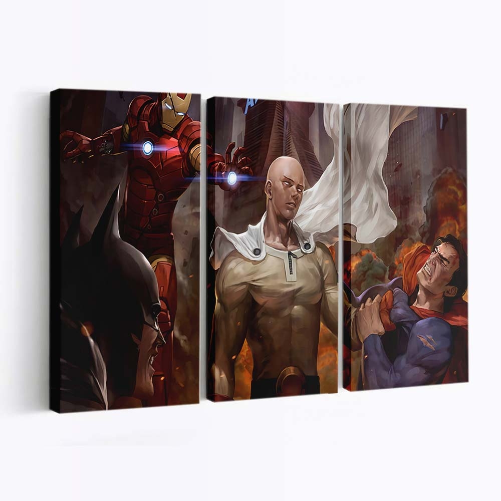 One Punch Man Vs Superman Leinwandbilder | Wanddeko