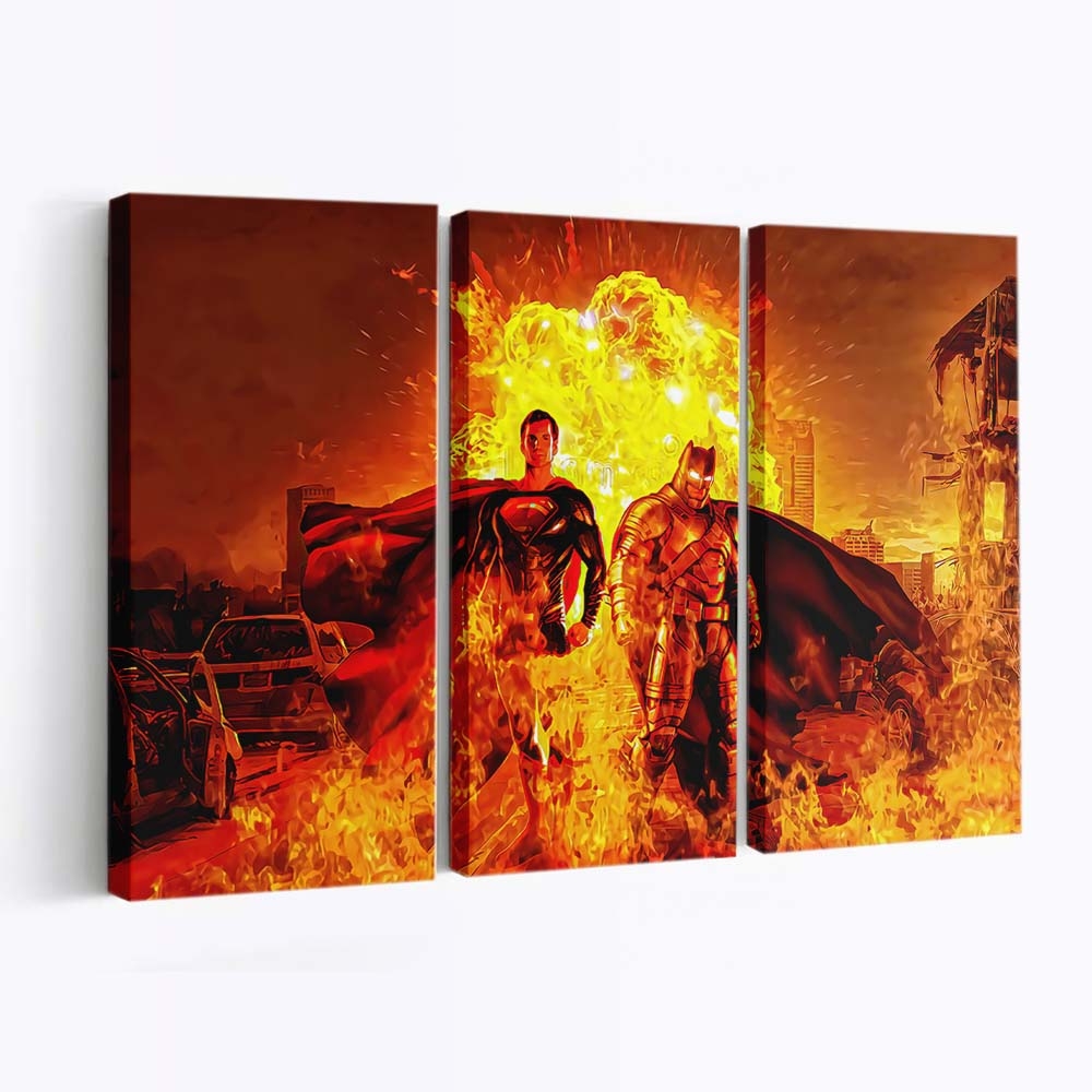 Superman And Batman Fire Leinwandbilder | Wanddeko