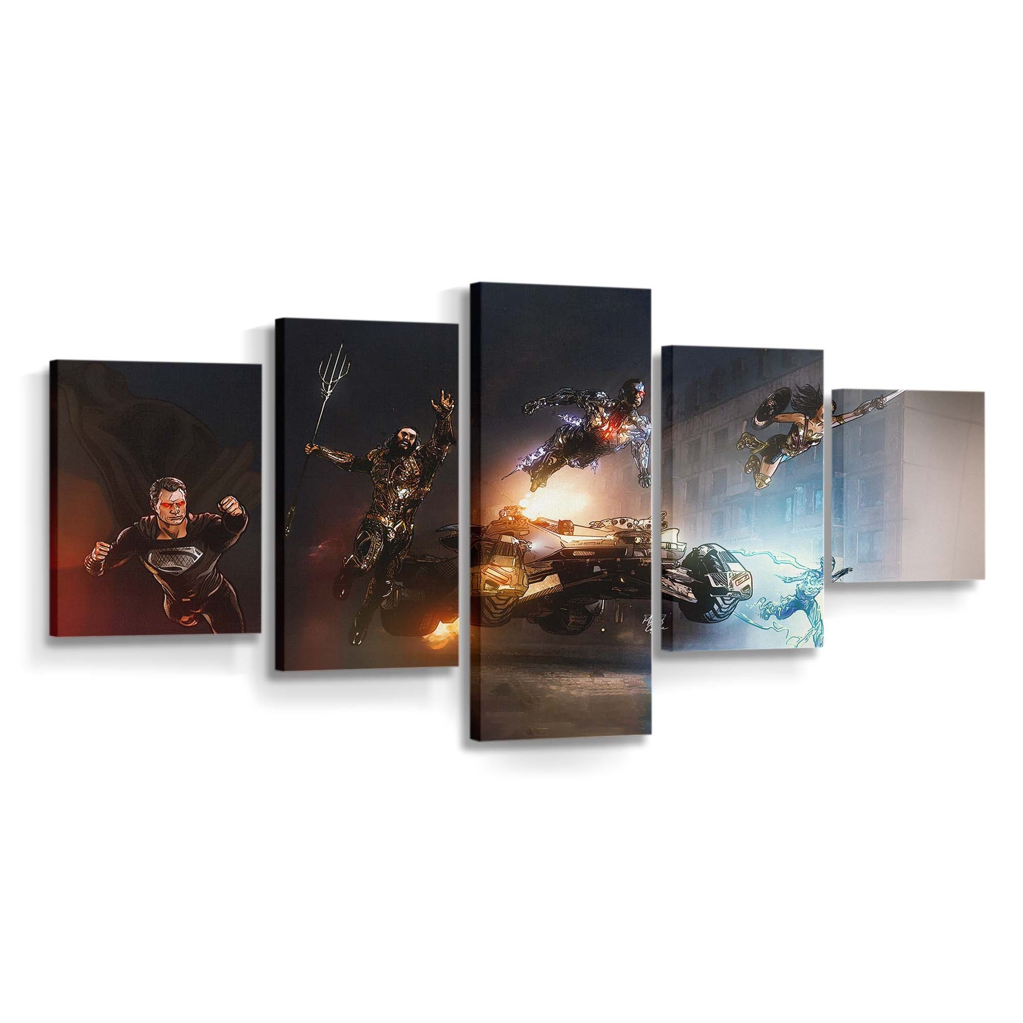 Aquaman Batman Batmobile Cyborg Justice League Superman The Flash Wonder Woman Leinwandbilder | Wanddeko Aquaman Batman Batmobile Cyborg Justice League Superman The Flash Wonder Woman Leinwandbilder | Wanddeko