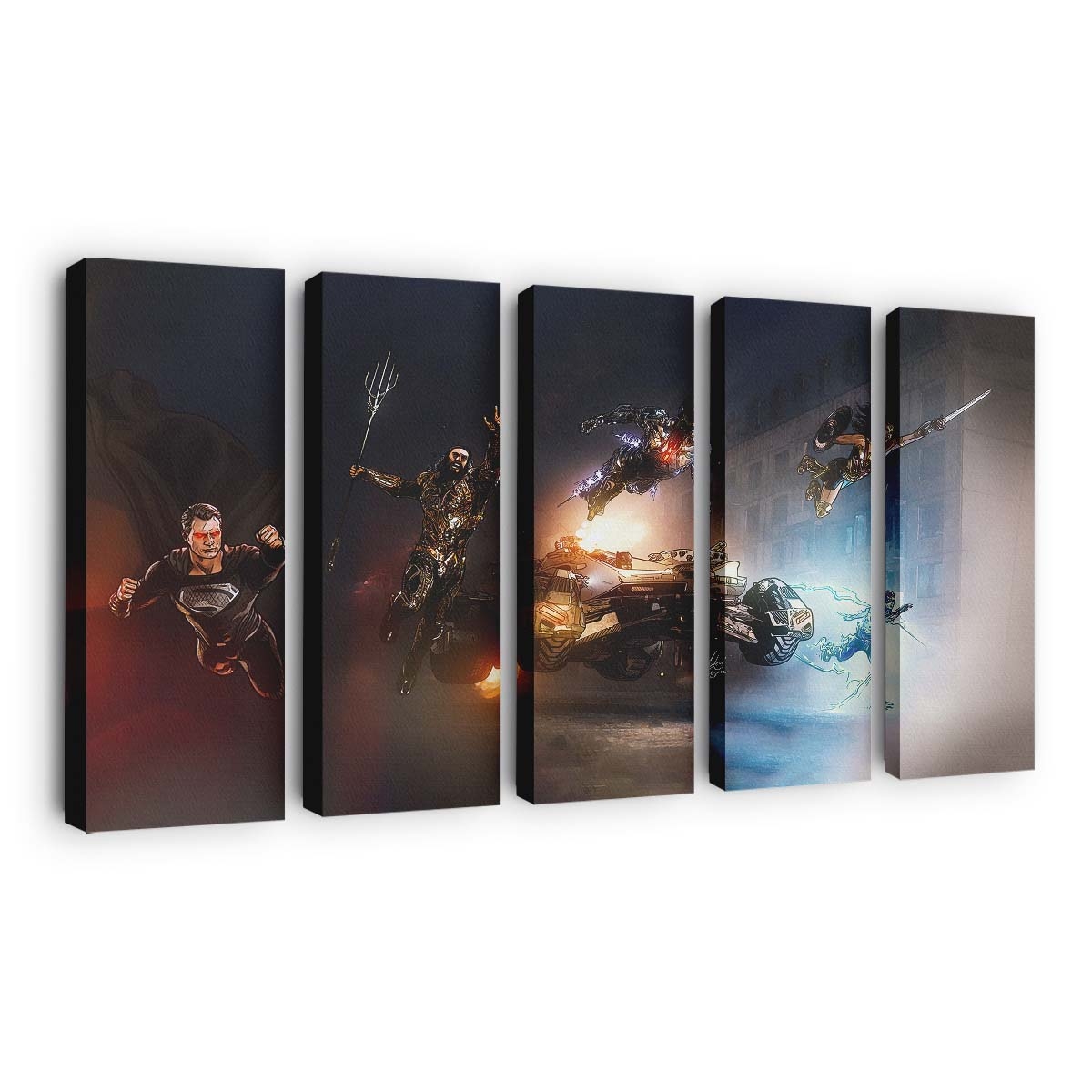 Aquaman Batman Batmobile Cyborg Justice League Superman The Flash Wonder Woman Leinwandbilder | Wanddeko