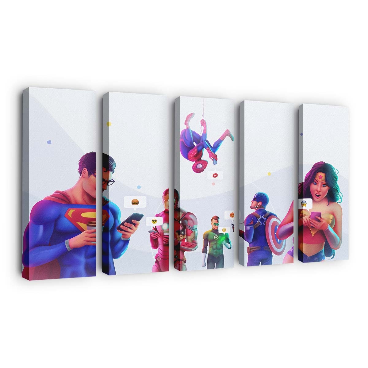 Superheroes Chatting On Phones Leinwandbilder | Wanddeko