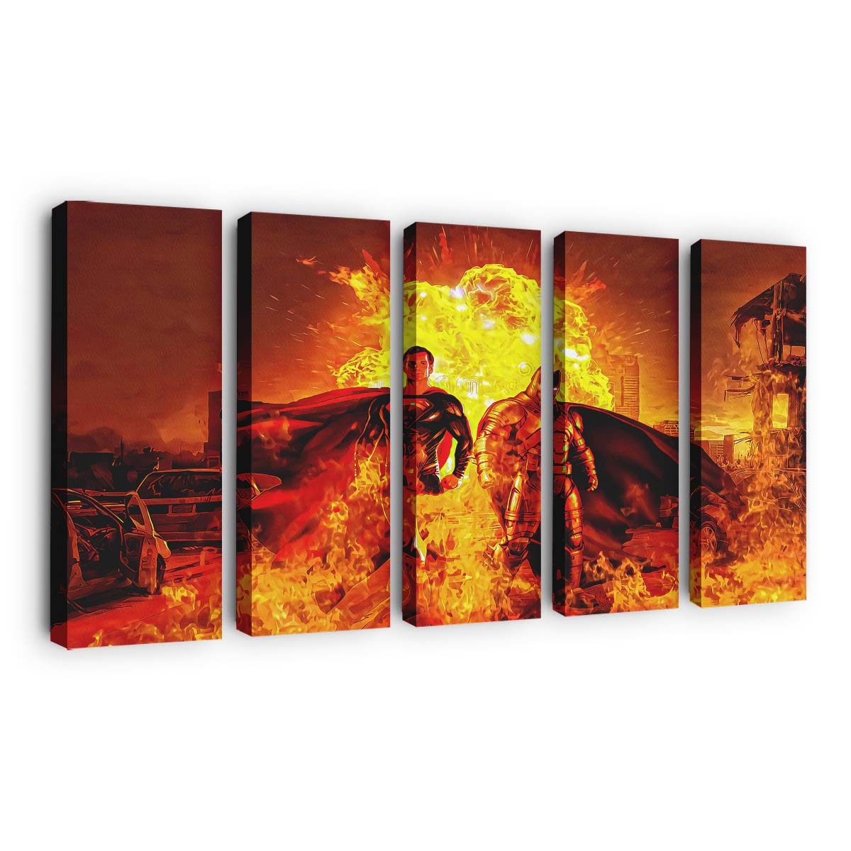 Superman And Batman Fire Leinwandbilder | Wanddeko