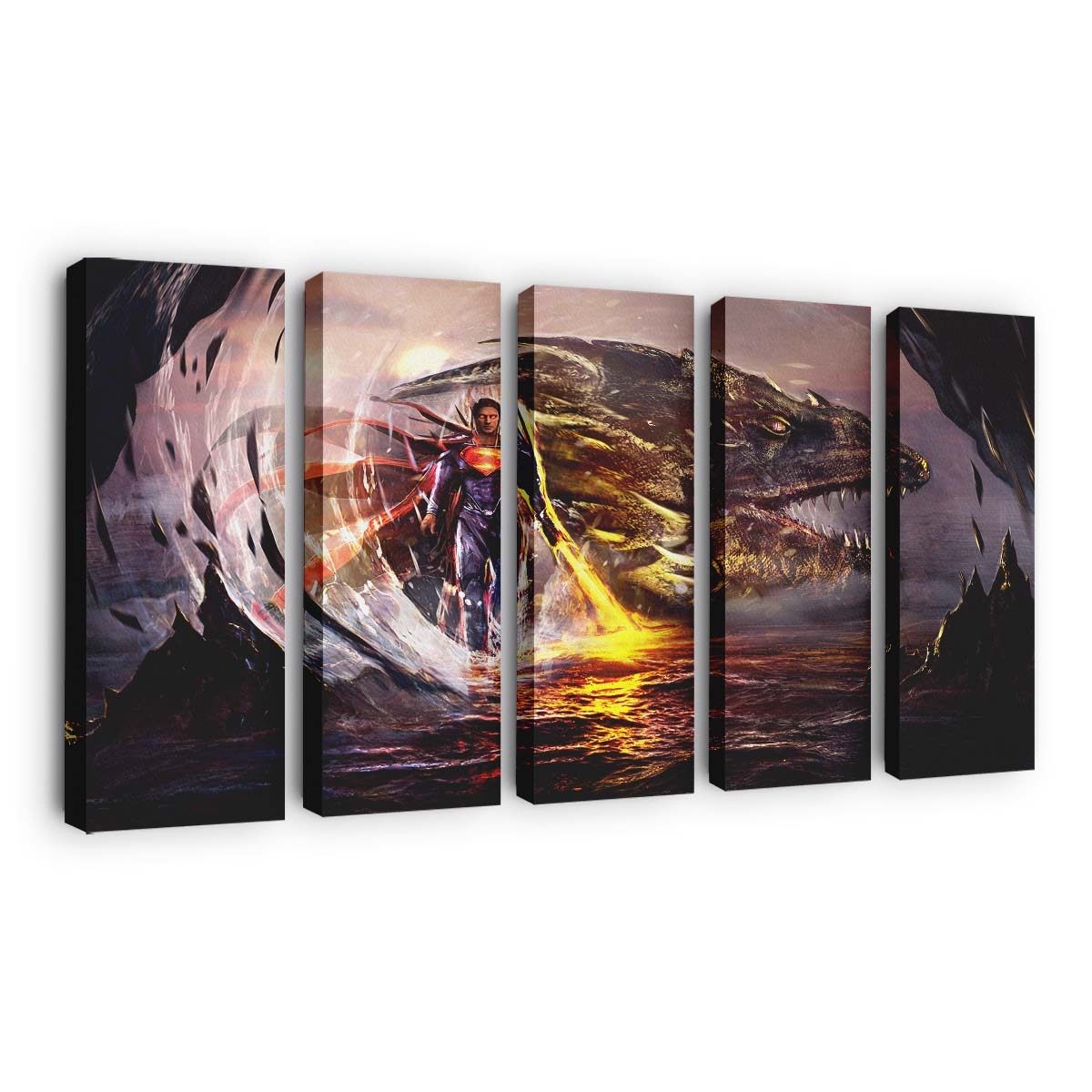 Superman Man Of Steel With Dragon Artwork Leinwandbilder | Wanddeko