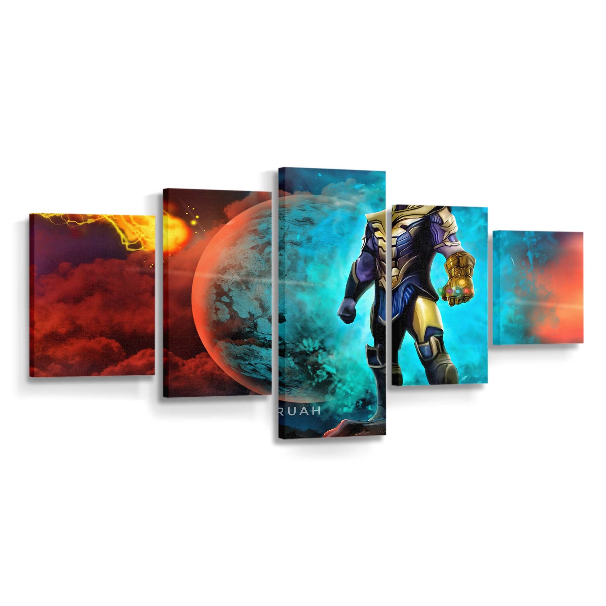 Das Kunstwerk „Der verrückte Titan” Leinwandbild - Wanddeko Thanos Leinwandbild