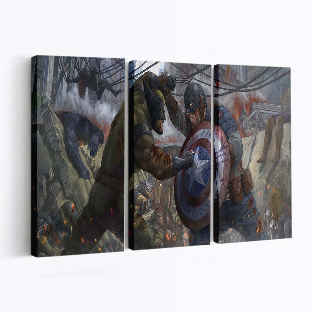 Captain America Vs Wolverine Leinwandbilder | Wanddeko
