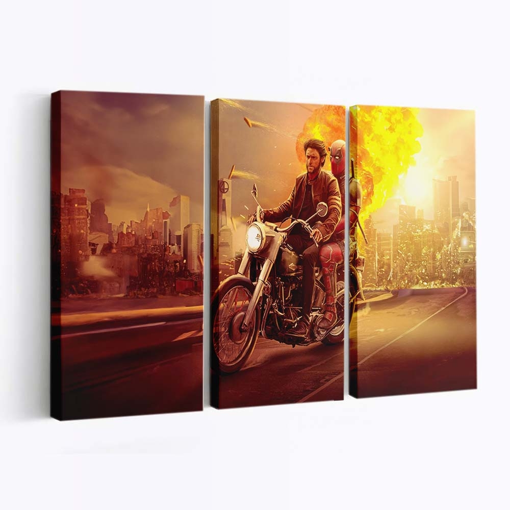Motorcycle Mayhem Wolverine And Deadpool Leinwandbilder | Wanddeko