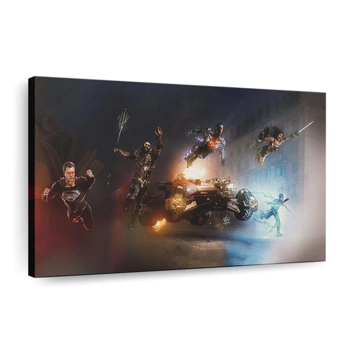 Aquaman Batman Batmobile Cyborg Justice League Superman The Flash Wonder Woman Leinwandbilder | Wanddeko