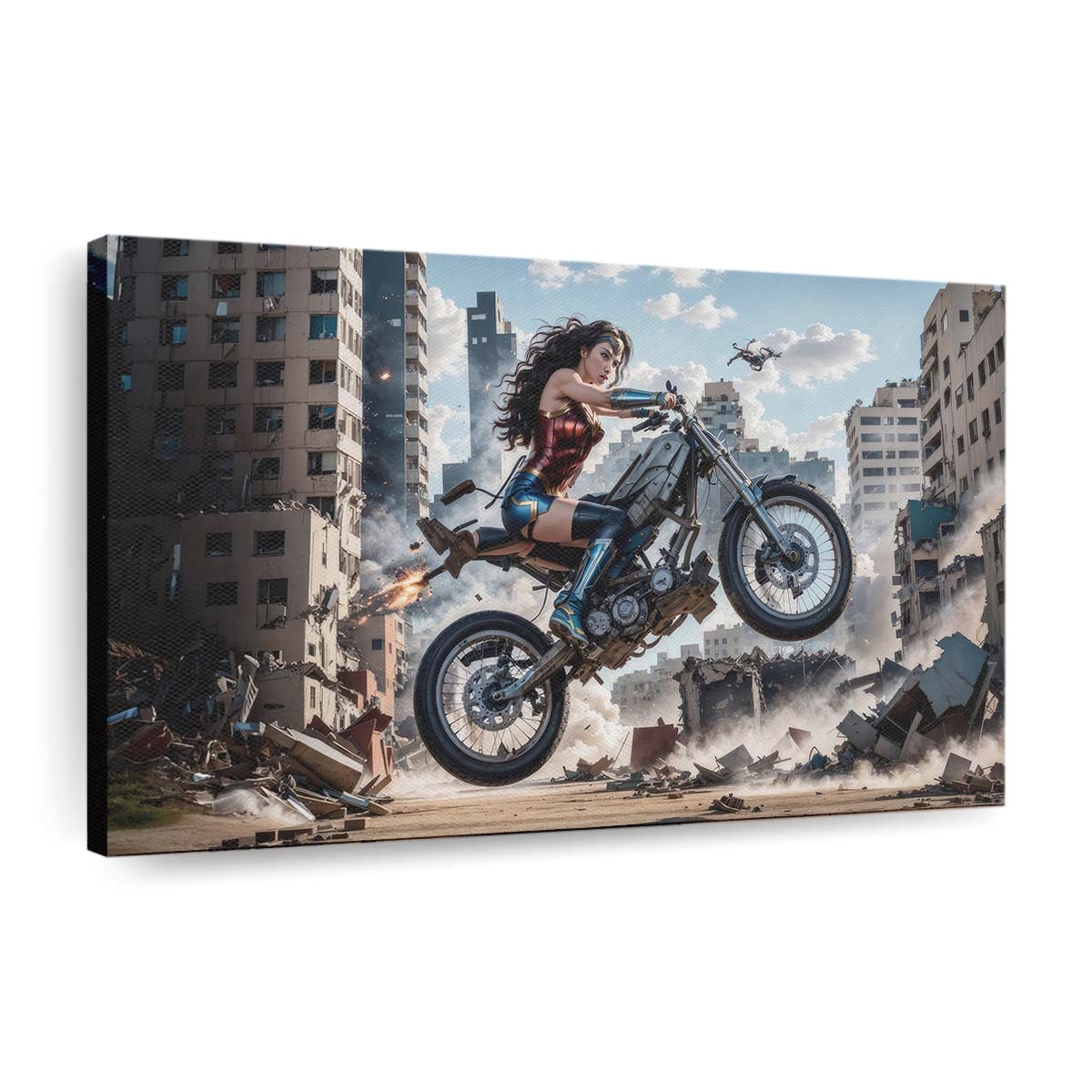 Wonder Woman Cruising On Her Bike Leinwandbilder | Wanddeko