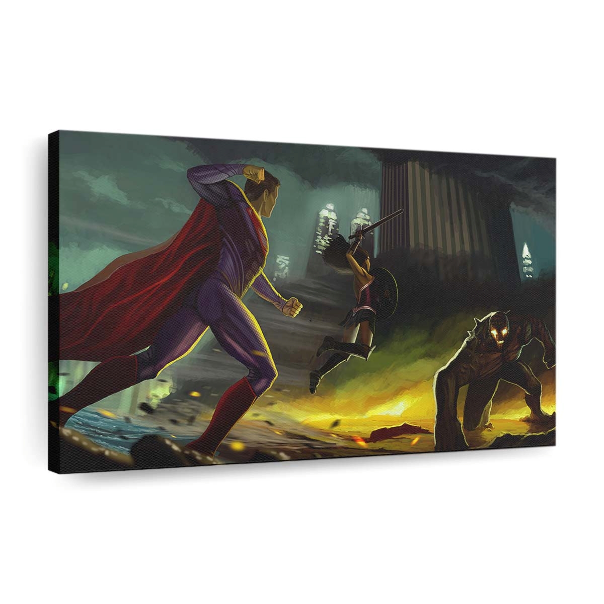 Wonder Woman Superman Fighting Against Doomsday Leinwandbilder | Wanddeko