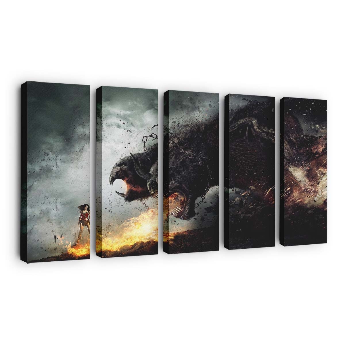 Wonder Woman Fighting With Monsters Leinwandbilder | Wanddeko