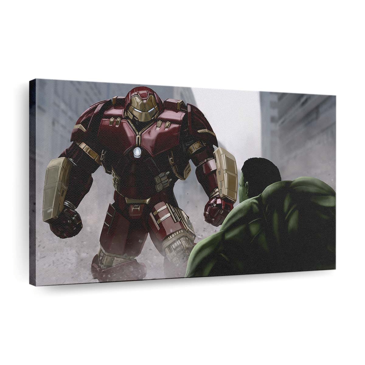 Iron Man Hulkbuster gegen Hulk Kunstwerk Leinwandbild Wanddeko