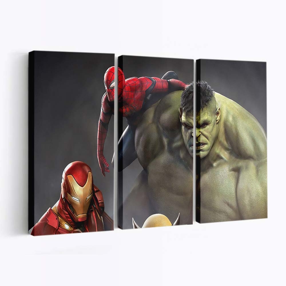 Iron Man Hulk Spiderman Wolverine Leinwandbild Wanddeko