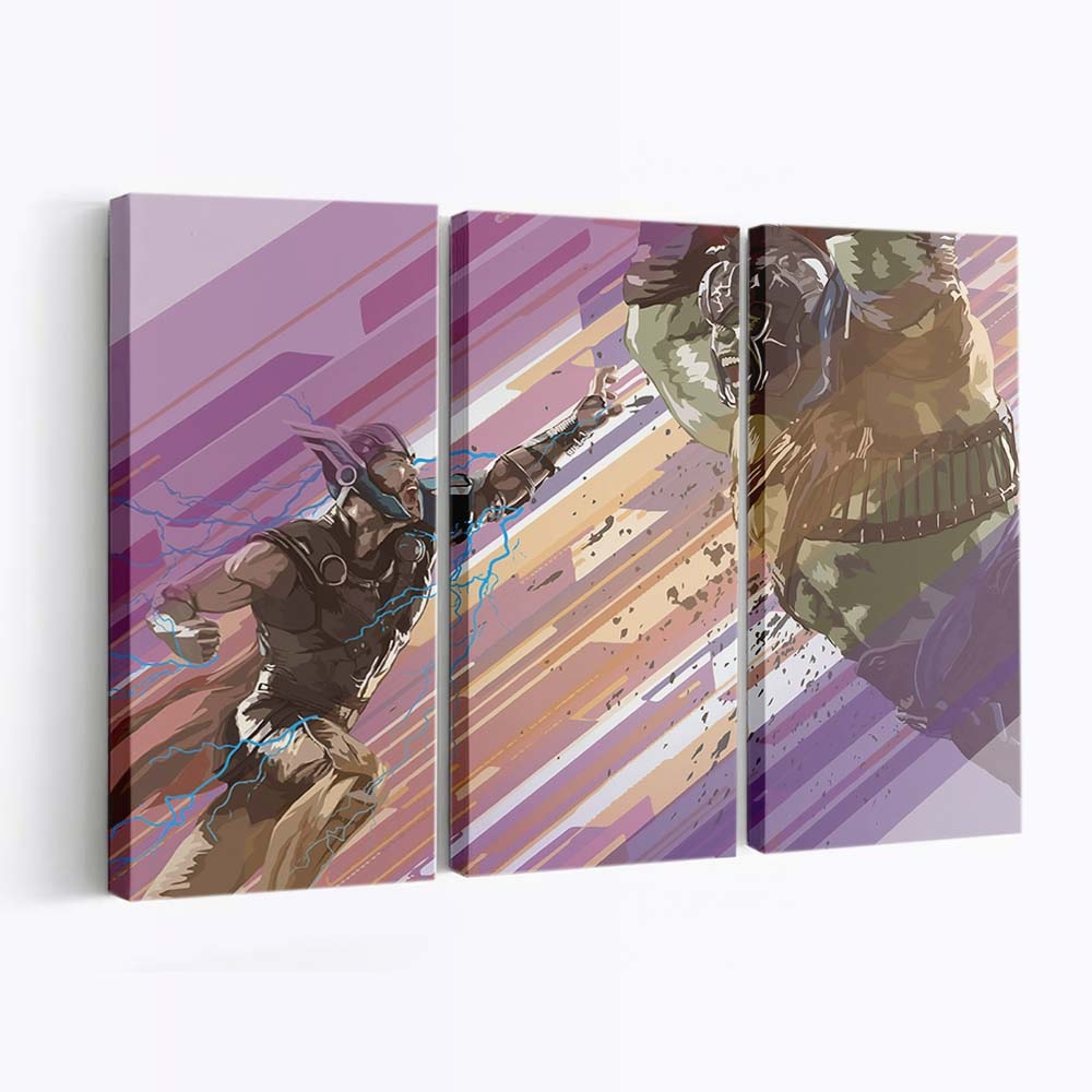 Thor und Hulk Kunst Leinwandbild Wanddeko