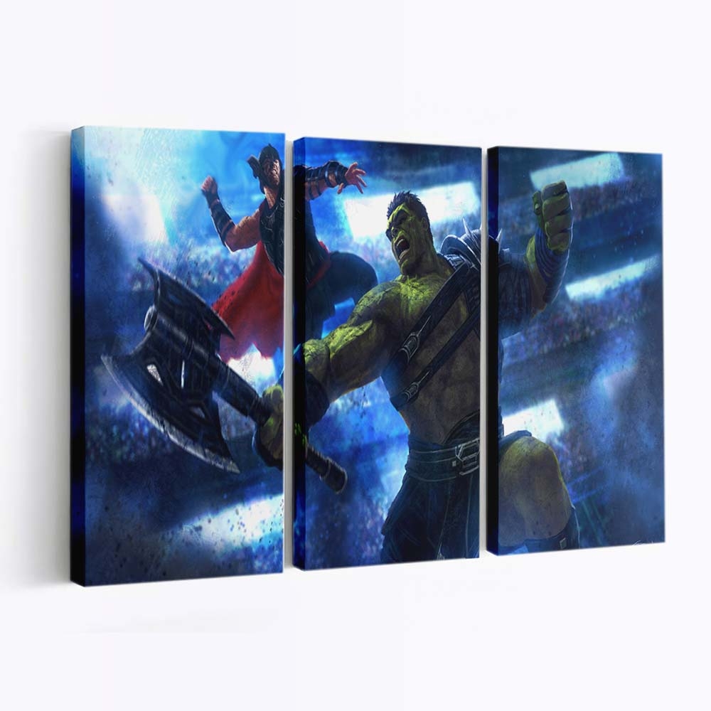 Thor und Hulk Kunstwerk Leinwandbild Wanddeko