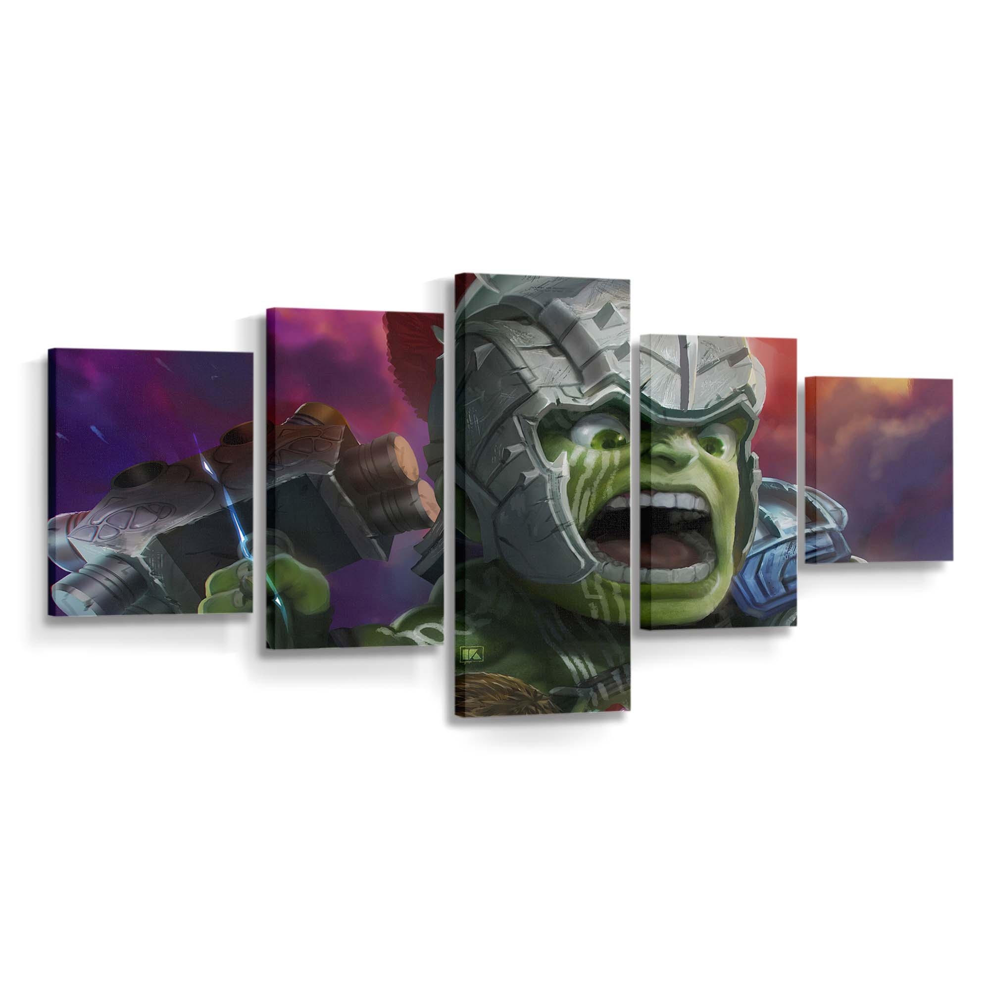 Chibi Hulk und Thor Leinwandbild Wanddeko