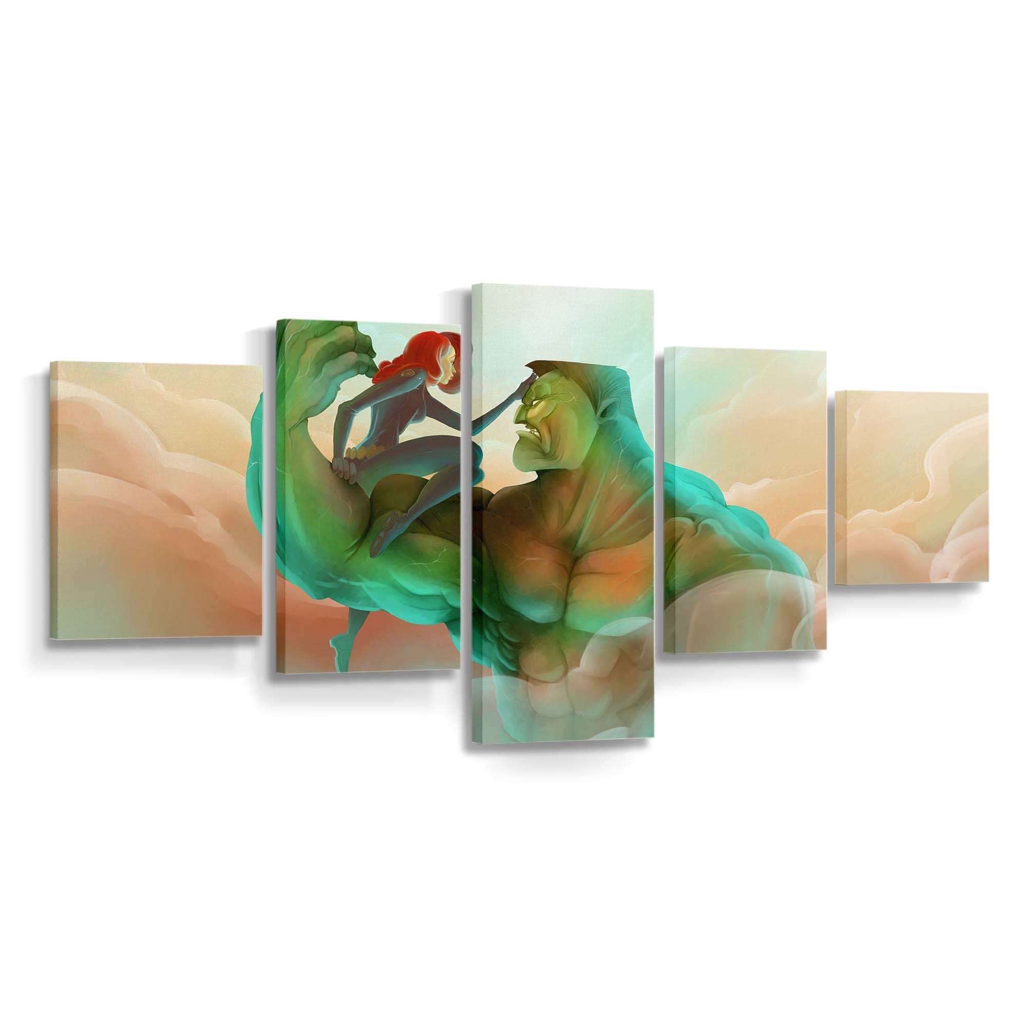 Hulk And Black Widow Artwork Leinwandbild Wanddeko