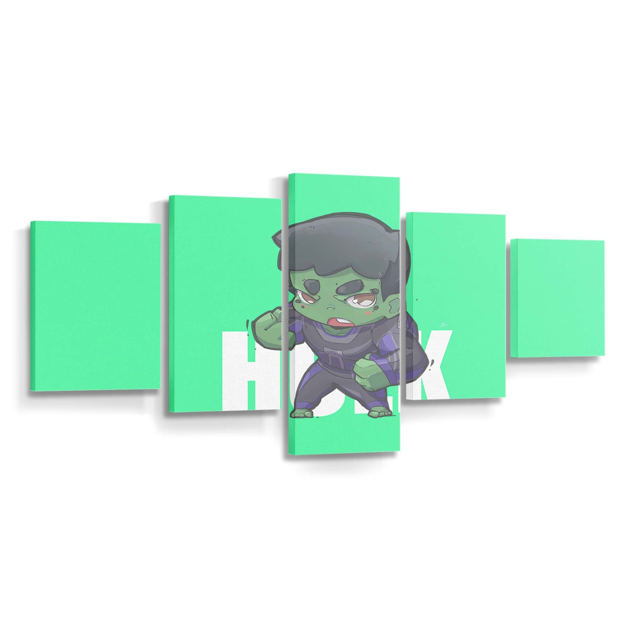Hulk Minimal Chibbi Leinwandbild Wanddeko