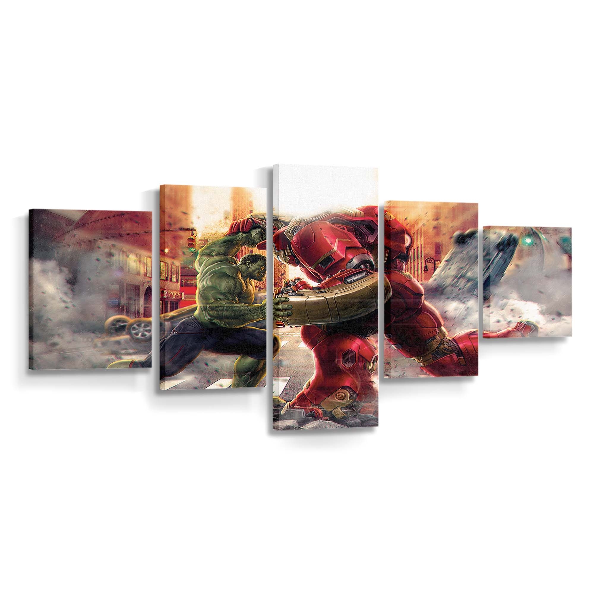 Hulk gegen Iron Hulkbuster Artwork Leinwandbild Wanddeko