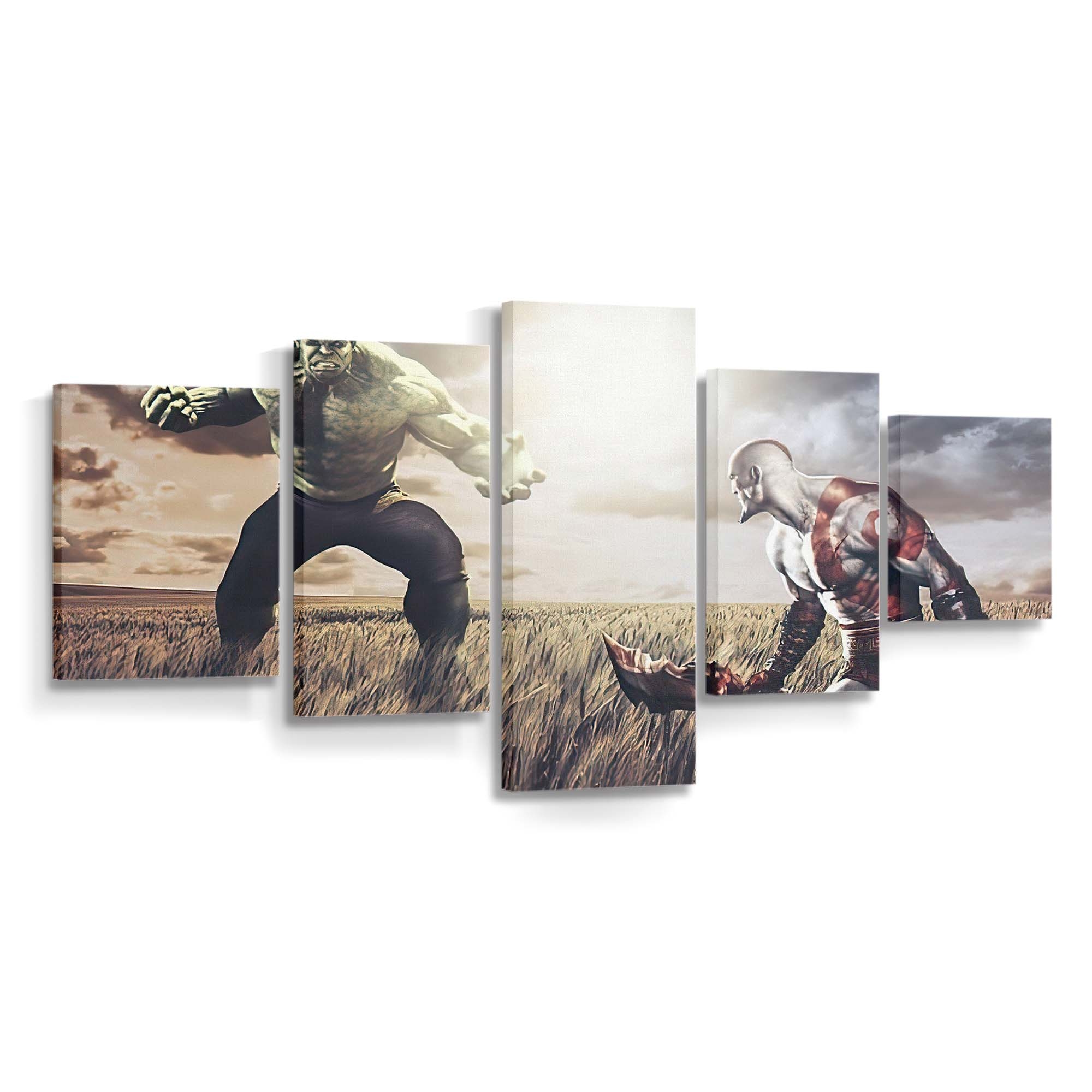 Hulk gegen Kratos Leinwandbild Wanddeko