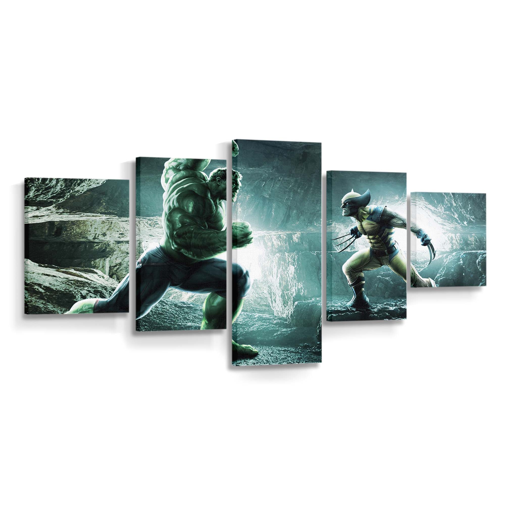 Hulk gegen Wolverine Krieg Leinwandbild Wanddeko