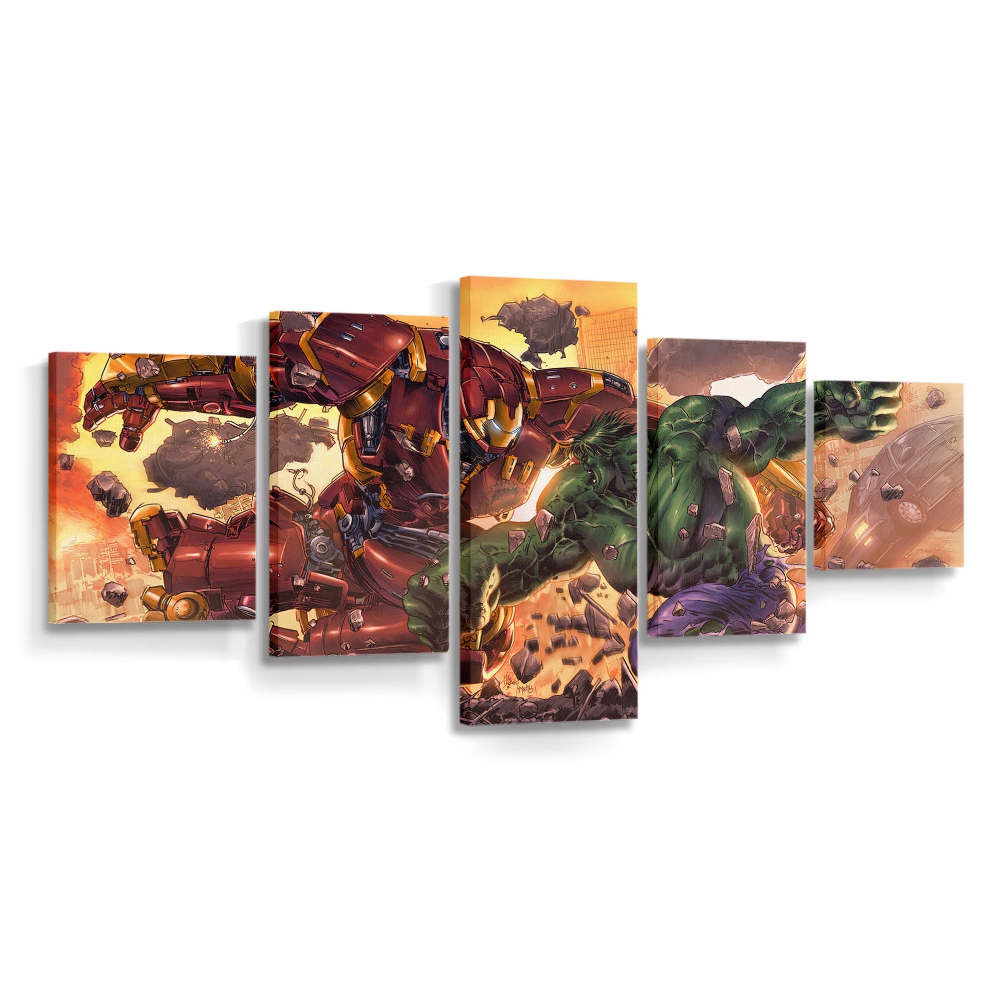 Hulkbuster gegen Hulk Kunst Leinwandbild Wanddeko