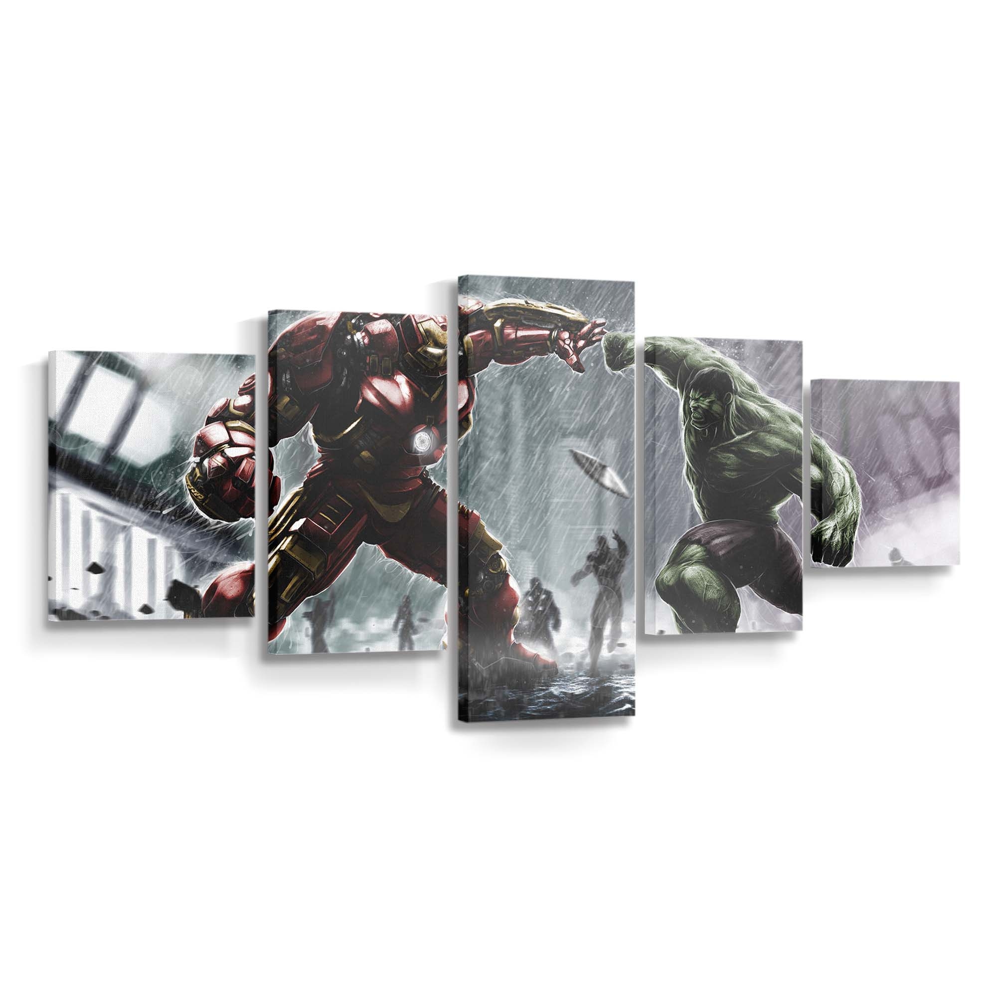 Iron Hulkbuster und Hulk kämpfen Kunstwerk Leinwandbild Wanddeko