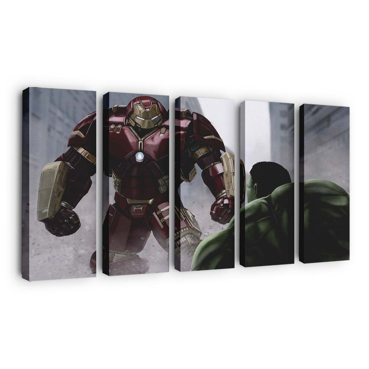Iron Man Hulkbuster gegen Hulk Kunstwerk Leinwandbild Wanddeko