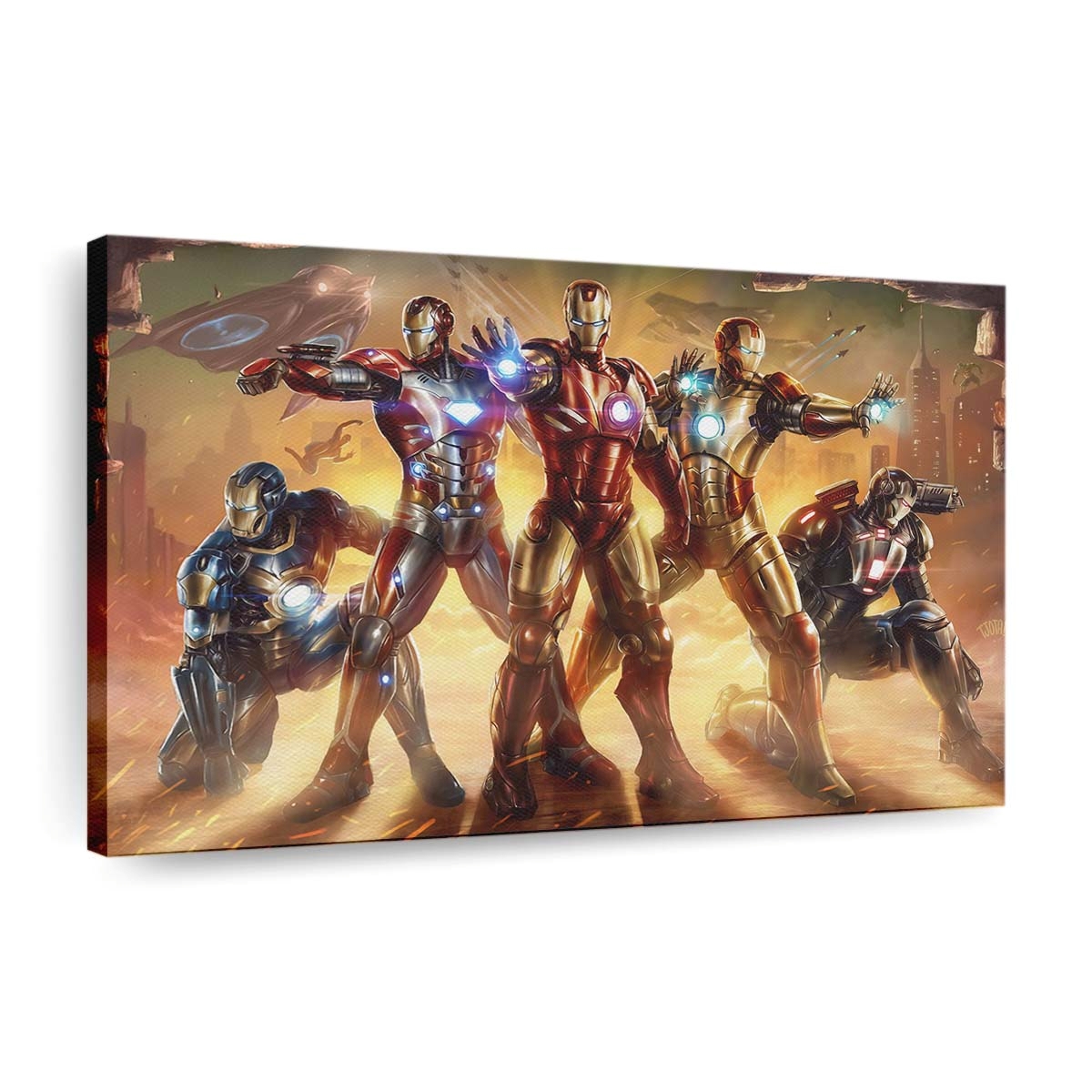 Alle Iron Man-Anzüge Leinwandbild - Wanddeko