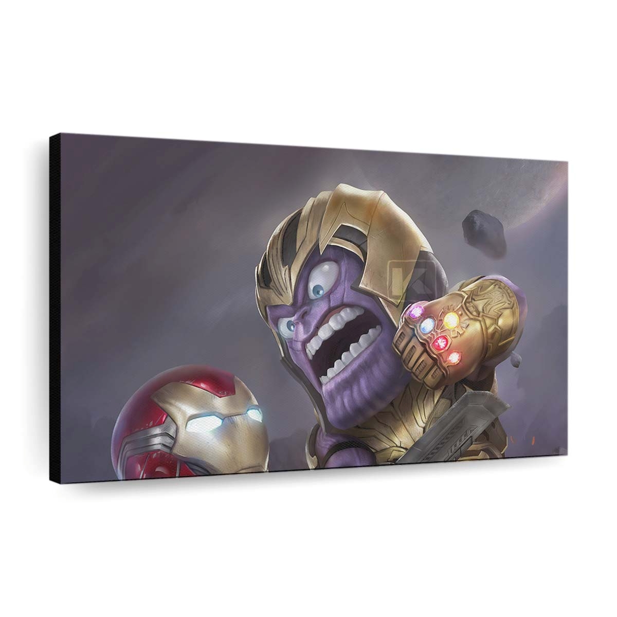 Chibi Iron Man und Thanos Leinwandbild - Wanddeko