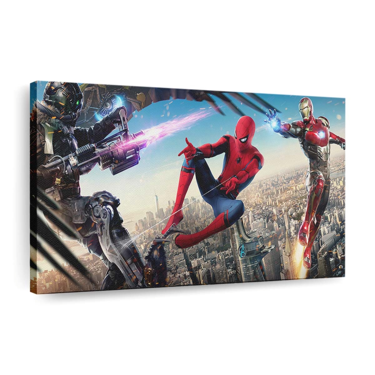 Iron Man gegen Vulture und Spiderman Leinwandbild - Wanddeko