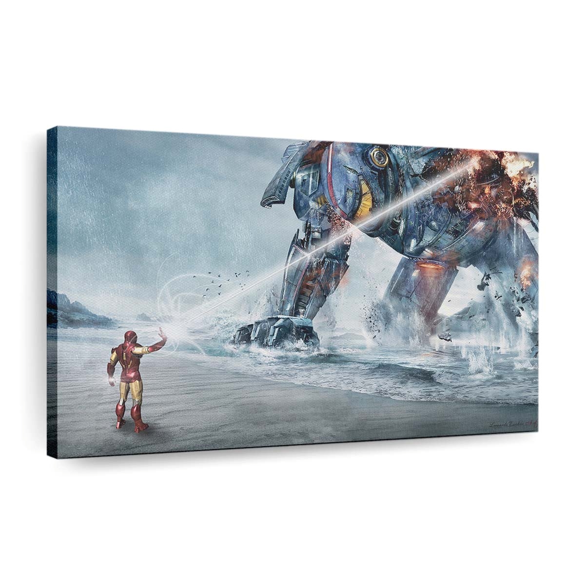Pacific Rim Vs Ironman Leinwandbild - Wanddeko