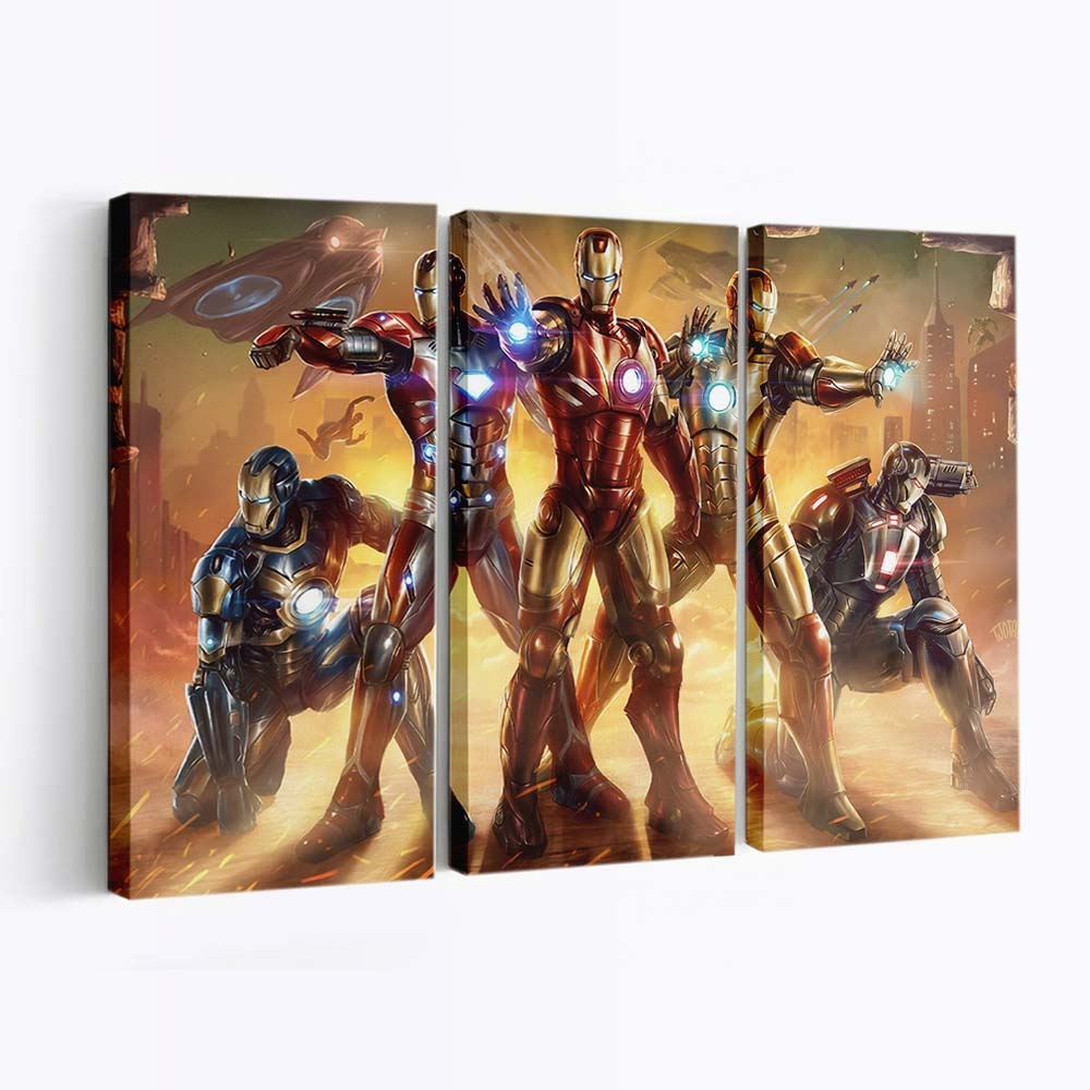 Alle Iron Man-Anzüge Leinwandbild - Wanddeko