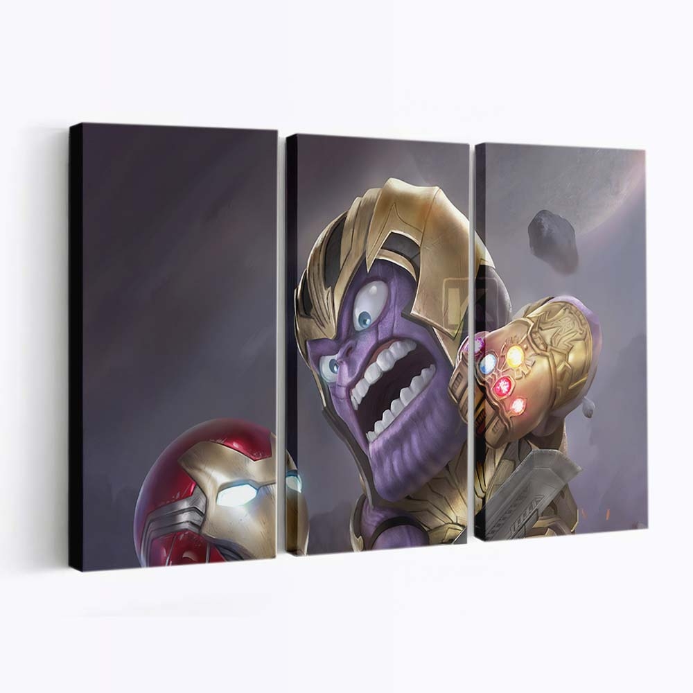 Chibi Iron Man und Thanos Leinwandbild - Wanddeko