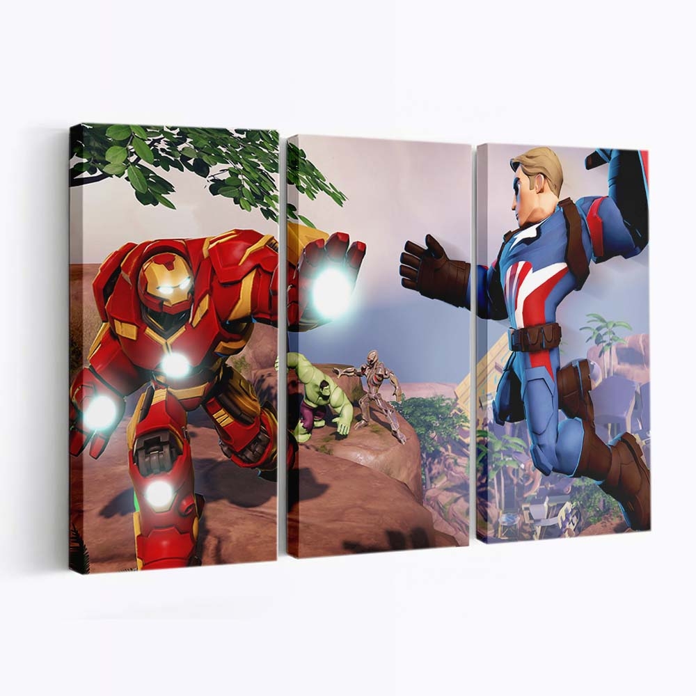 Iron Hulkbuster und Captain America in Marvel Battlegrounds Leinwandbild - Wanddeko