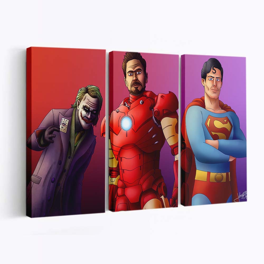 Iron Man Superman Joker Kunst Leinwandbild - Wanddeko